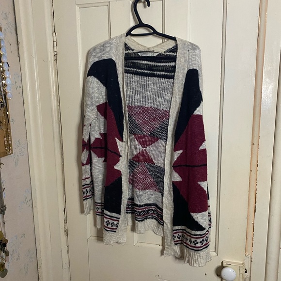 Aztec print long open cardigan - Picture 1 of 5